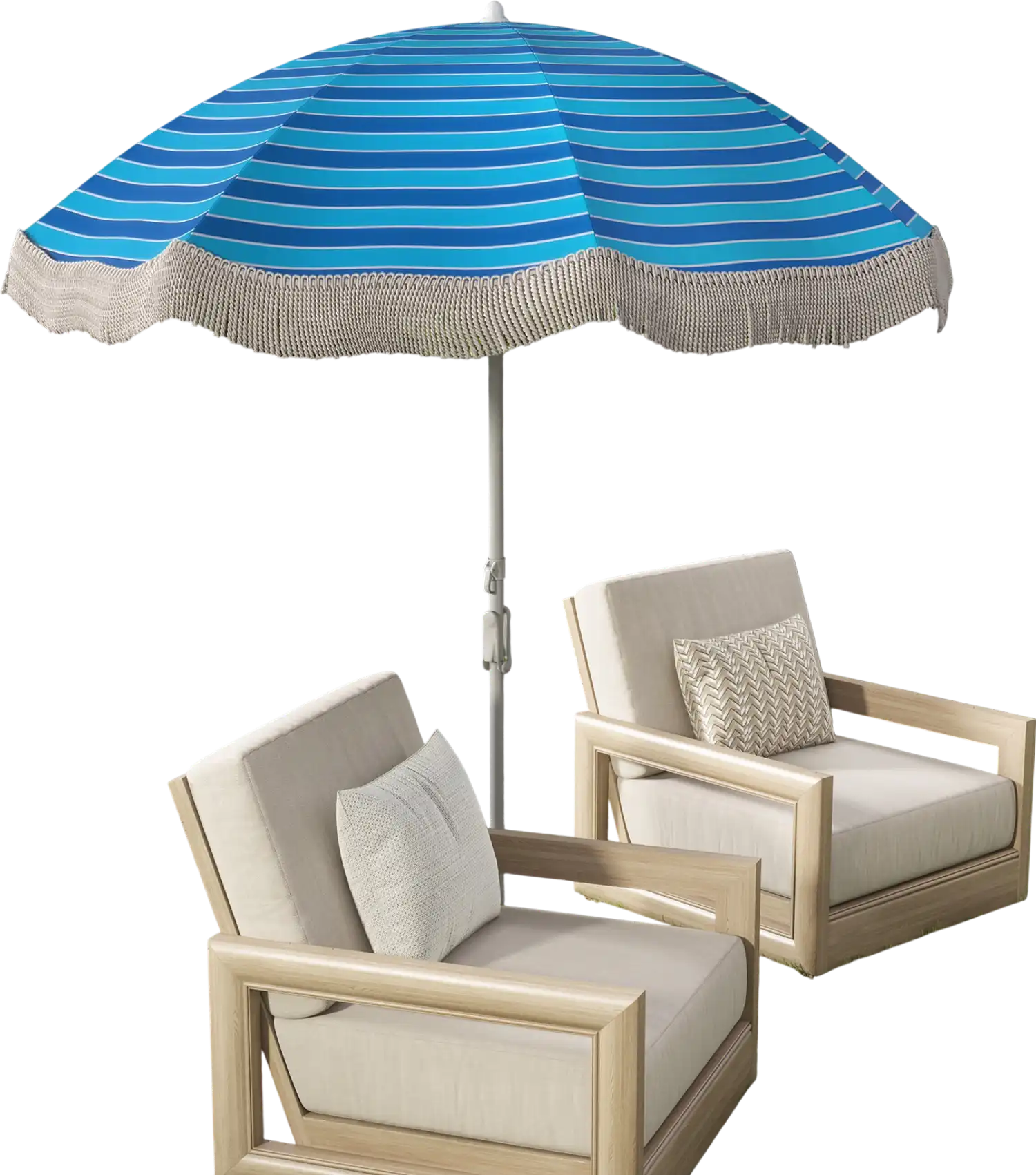 Costway 6.5' Beach Umbrella with Fringe Push Button Tilt Navy 63817254 New