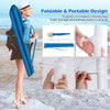 6.5 FT beach umbrella with fringe, navy color, featuring a portable design and adjustable tilt for customizable shade.