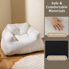 Bean bag chair in beige with ultra-soft velvet cover, featuring ergonomic support and a non-slip bottom for secure.