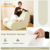 Bean bag chair with ottoman in green, featuring high resilient sponge and soft teddy velvet for comfortable support.