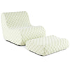 Bean bag chair with ottoman in green chessboard pattern, featuring soft teddy velvet and high elasticity sponge for.
