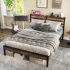 Full/Queen Size Bed Frame with Charging Station and Storage Headboard-Full Size - Gallery View 1 of 10