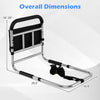 Height adjustable bed assist safety railing with padded handrail and mesh pocket for elderly adults and seniors.