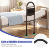Height adjustable bed assist railings with powder-coated metal tubes and anti-slip mats for elderly safety and support.