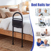 Height adjustable bed rails for elderly adults, featuring a padded handrail and storage pocket for added safety and.