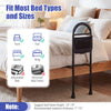 Height adjustable bed assist railings with padded handle, designed for safety and support for elderly adults.