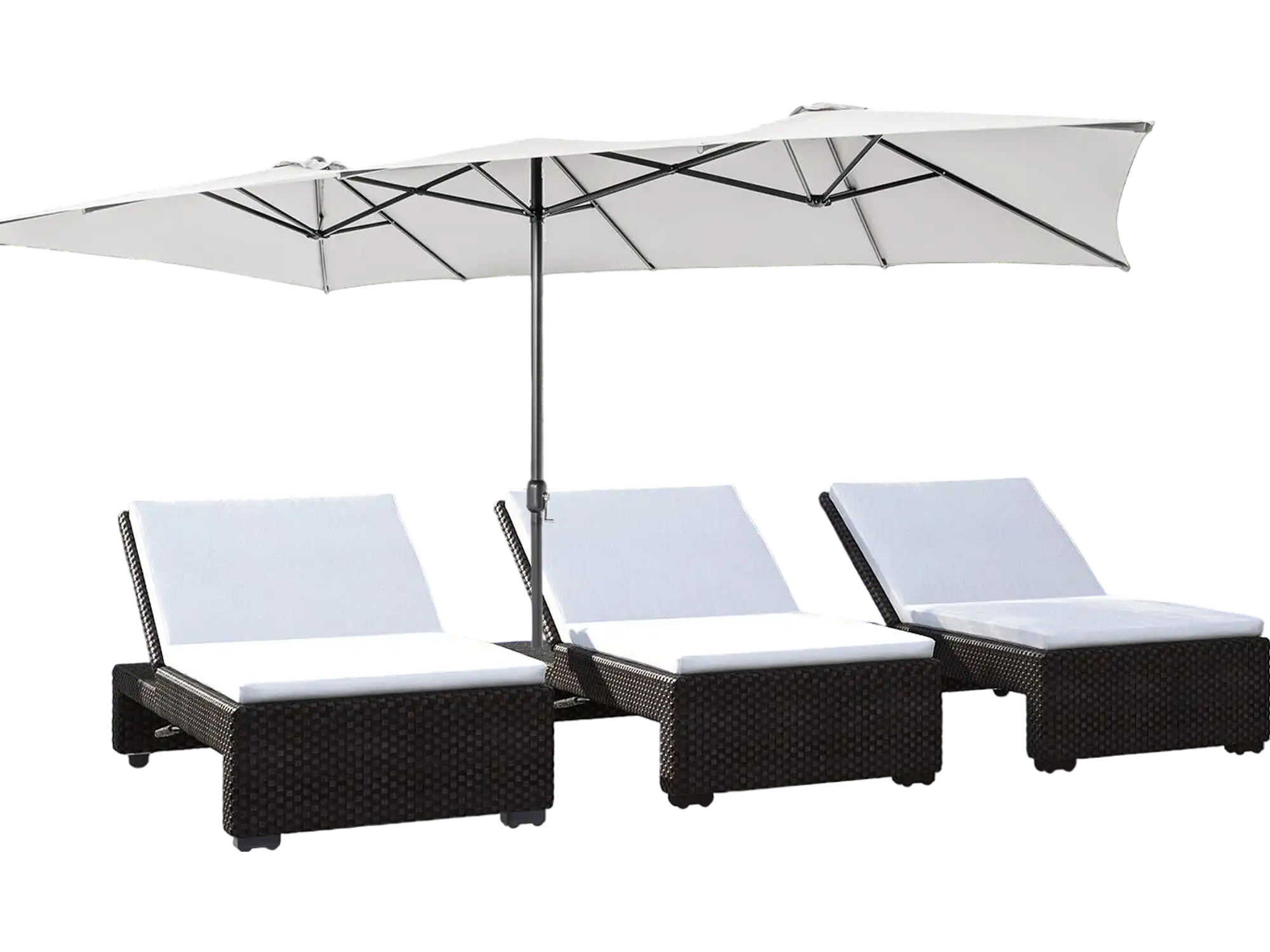 Costway 15' Double-Sided Patio Umbrella Beige Crank Vented Top 74921356 New