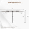 15-foot double-sized patio umbrella in beige, featuring a crank handle and vented tops for stability and air.