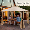 Beige 10x12 feet gazebo replacement top with air vent and drainage holes, ideal for outdoor gatherings and barbecues.