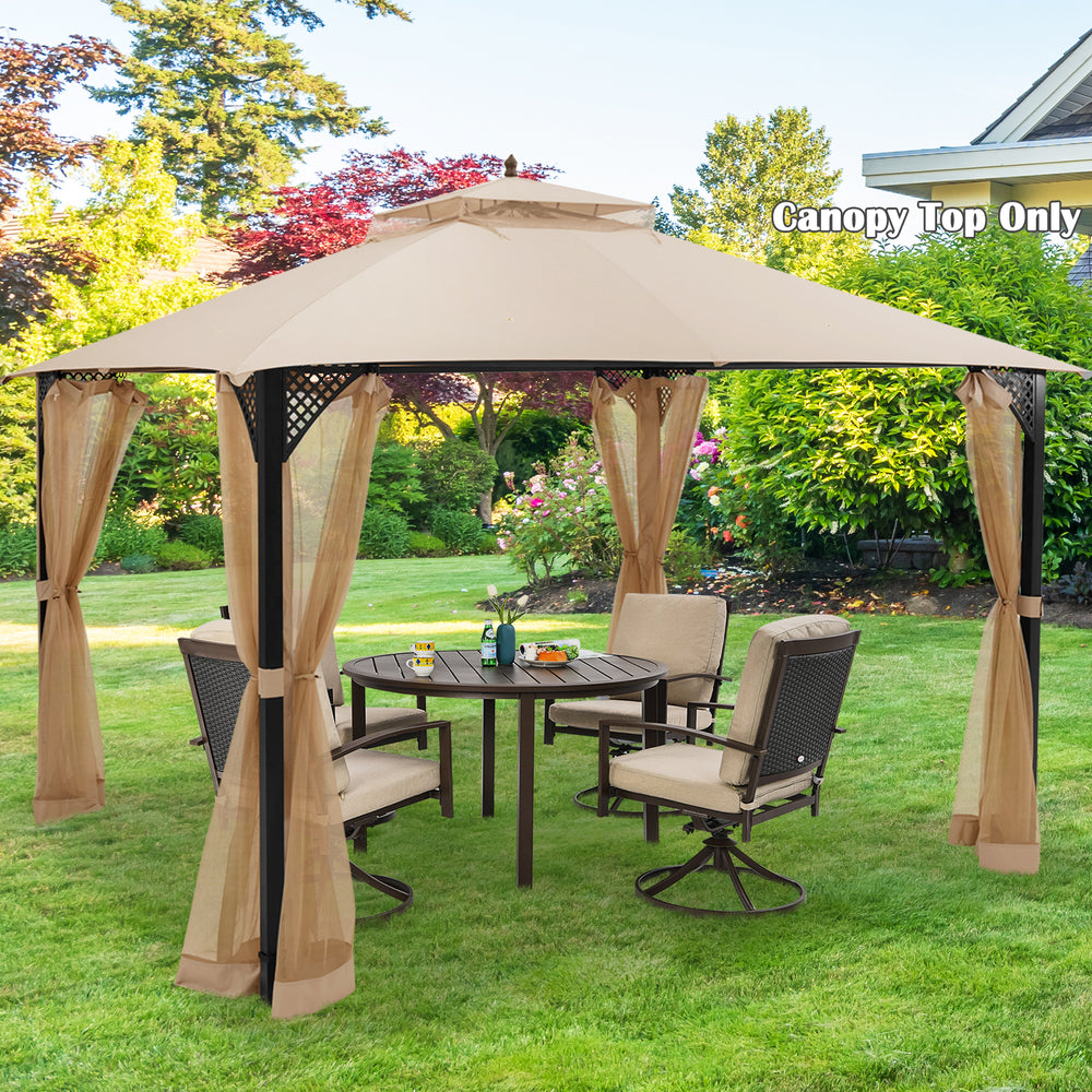 10 x 12 Feet Gazebo Replacement Top with Air Vent and Drainage Holes-Beige - Gallery View 1 of 10