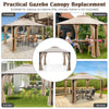 Beige 10 x 12 feet gazebo replacement canopy featuring a two-tier roof for improved airflow and effective rain.