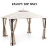 Beige 10 x 12 feet gazebo replacement top with air vent, drainage holes, and breathable mesh for outdoor gatherings.