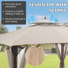 Beige 10x12 feet gazebo replacement top with vented design, drainage holes, and breathable mesh for outdoor gatherings.