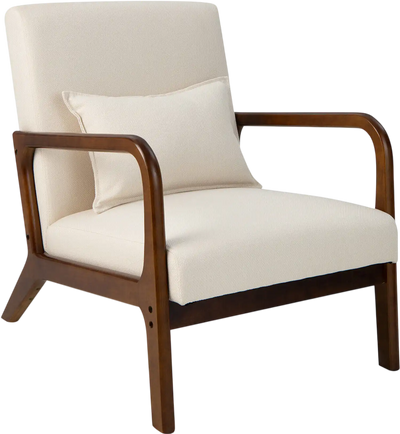 Costway Modern Accent Chair Rubber Wood Frame Lumbar Pillow 34895672 New