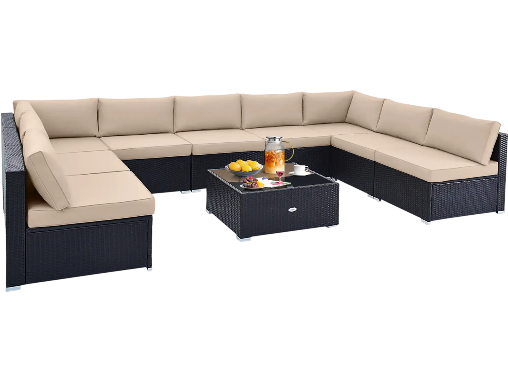 Costway 10 Piece Outdoor Wicker Conversation Set with Cushions 71568324 New