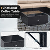 Tempered glass coffee table with 4 suction cups, made of durable PE rattan, perfect for outdoor gatherings.