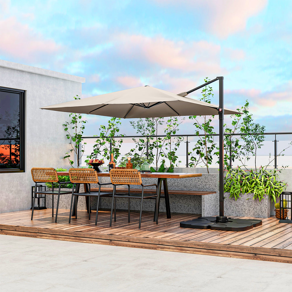 9.5 Feet Square Patio Cantilever Umbrella with 360° Rotation-Beige - Gallery View 1 of 10
