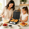 A Belgian waffle maker with a non-stick coating, making 4 golden waffles at once for easy family breakfasts.