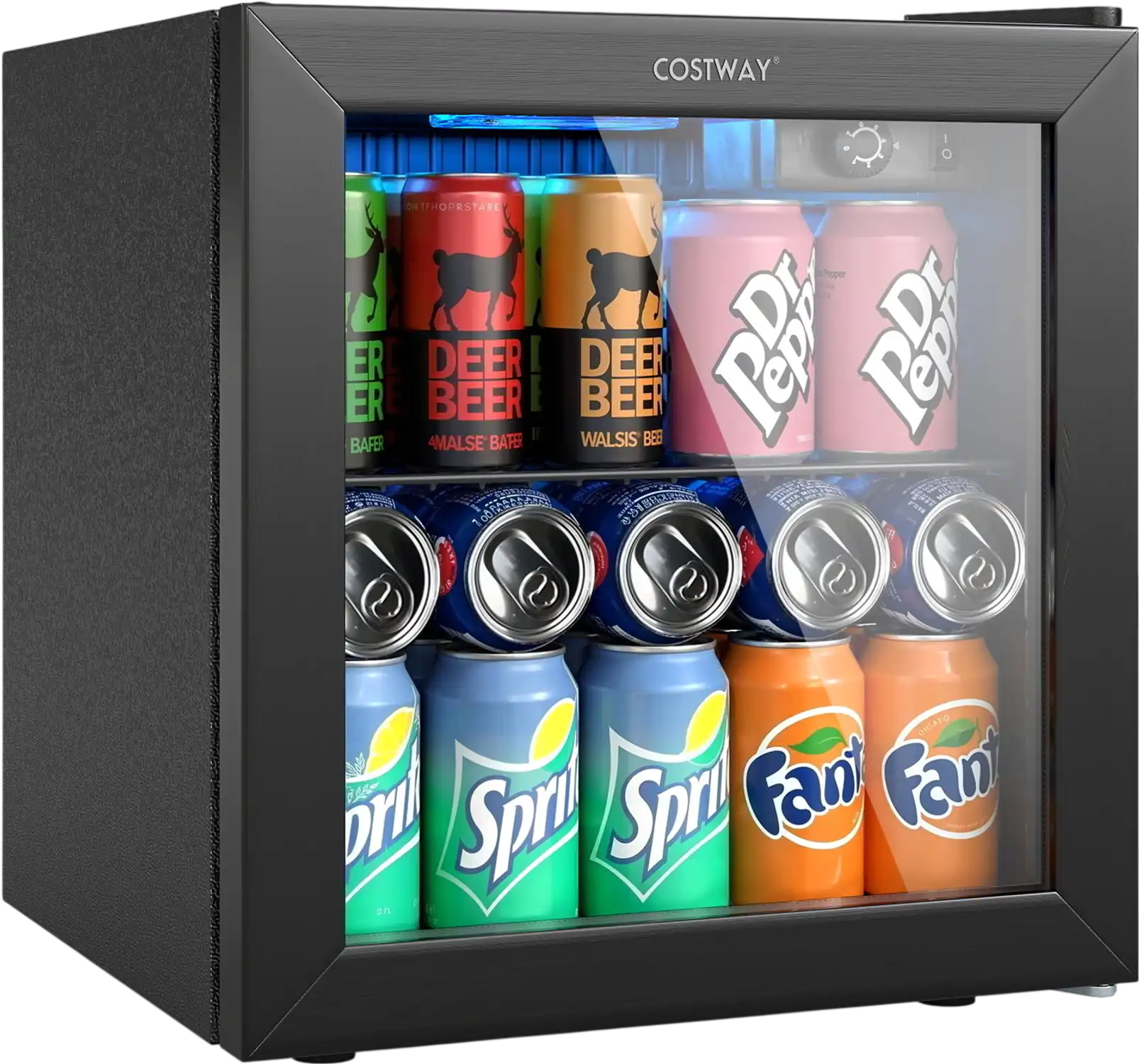 Costway 1.3 Cu. Ft. Beverage Refrigerator Cooler 12 Bottles 55 Cans Mini Fridge 62316014 New