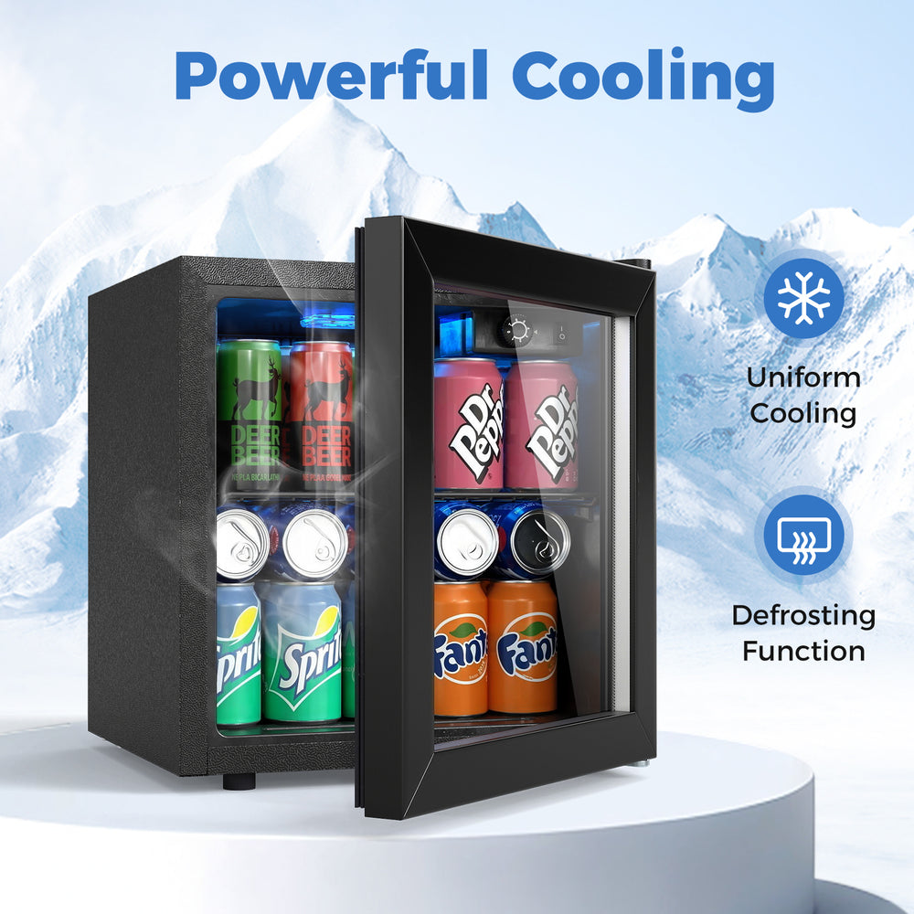 Beverage refrigerator cooler with 1.3 cu. ft. capacity, featuring a reversible door and powerful uniform cooling.