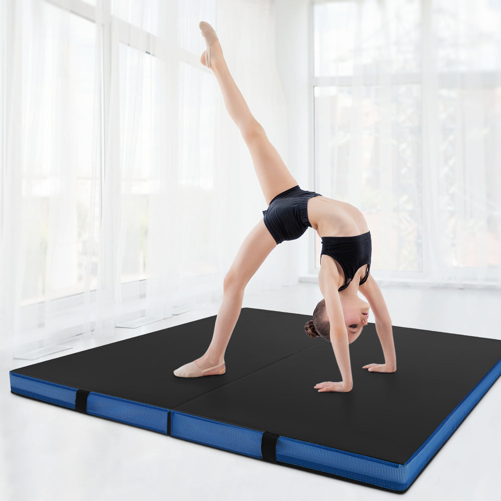 Bi-Fold Gymnastics Mat Thick Folding Exercise Mat with Carrying Handles - Gallery View 2 of 11