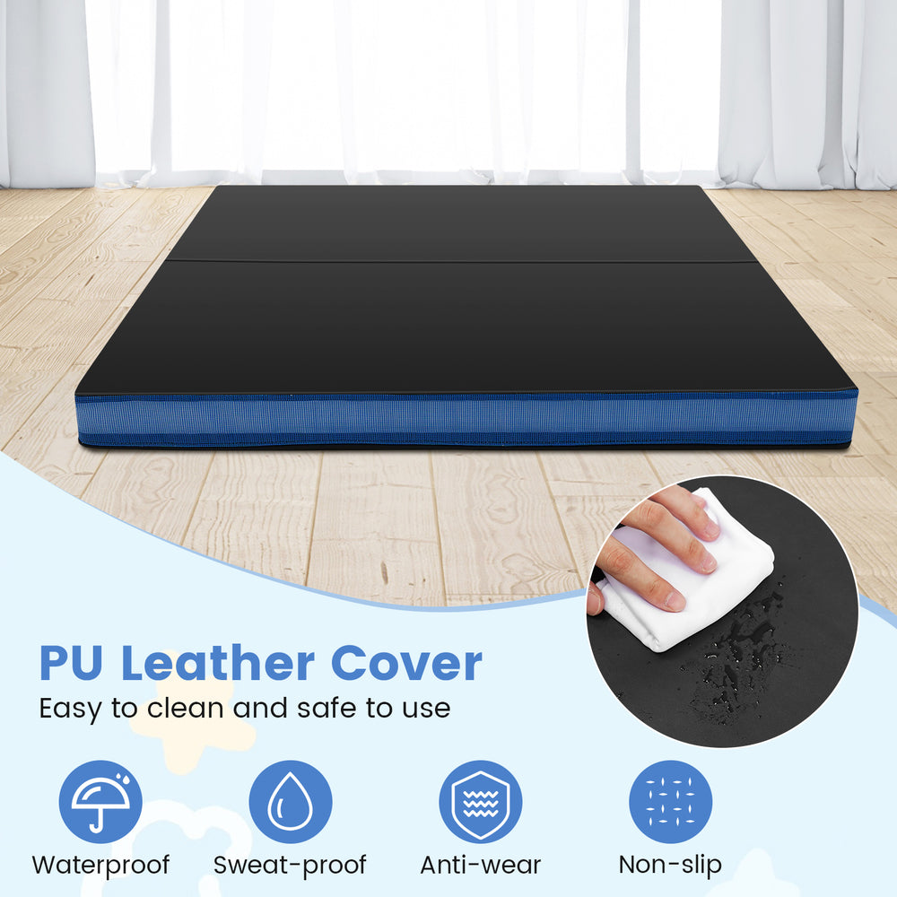 Bi-Fold Gymnastics Mat Thick Folding Exercise Mat with Carrying Handles - Gallery View 10 of 11