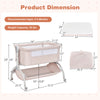 3-in-1 baby bassinet in beige with adjustable heights, breathable mesh, and large storage basket for infants up to 20.