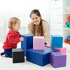 Colorful 7-piece big foam building blocks set for toddlers, featuring soft PU leather cover and impact-resistant EPE.