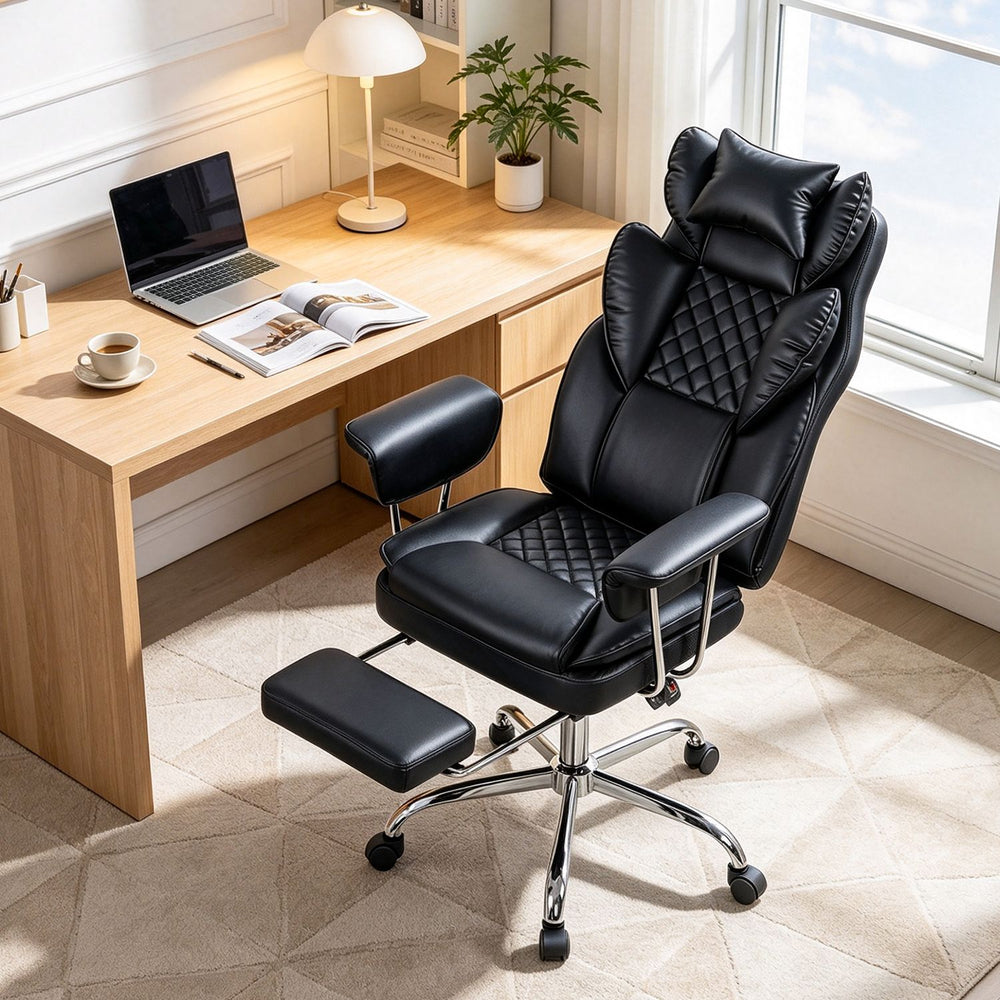 Big and Tall Executive Office Chair with Lumbar Support and Adjustable Seat-Black - Gallery View 1 of 10