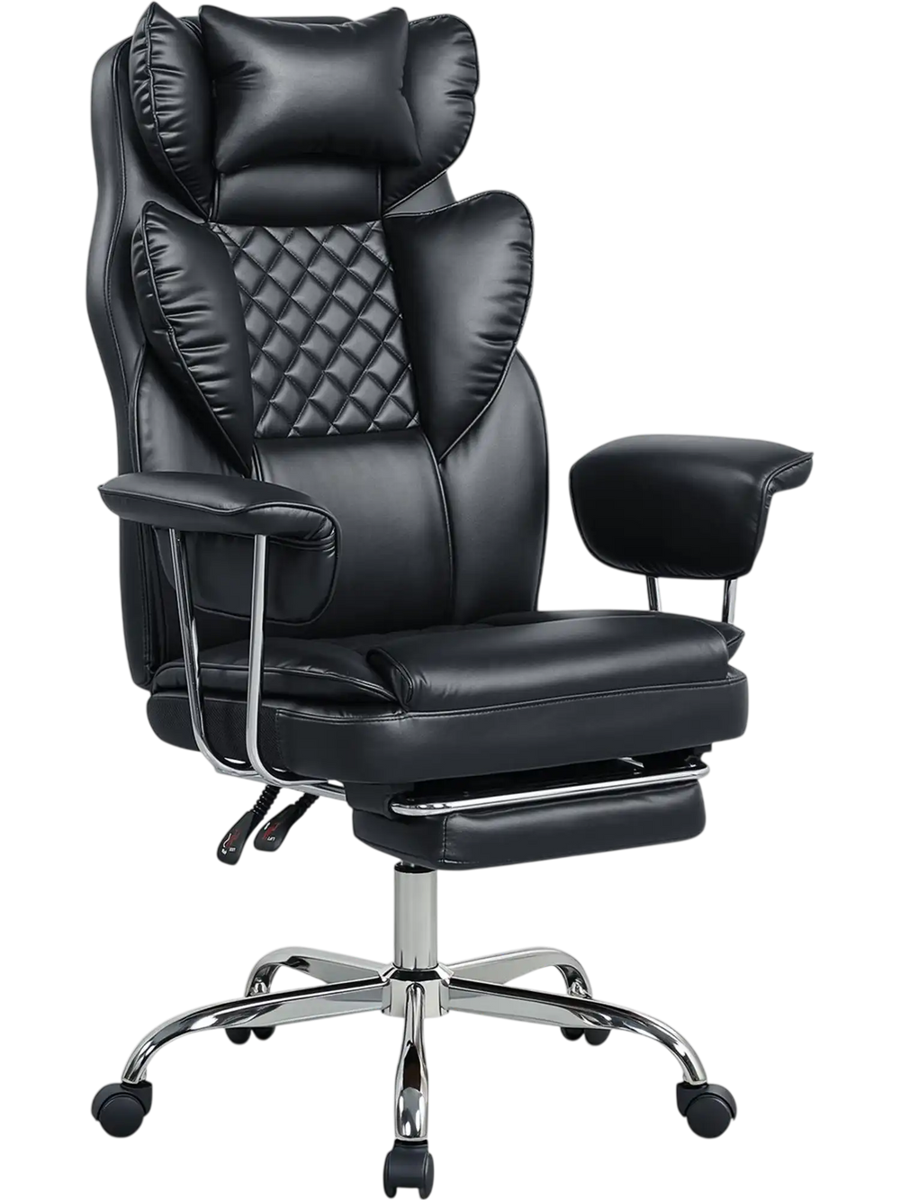 The Big and Tall Executive Office Chair in black showcases a stylish design with plush headrest and durable 5-claw base.
