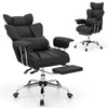Big and tall executive office chair in black with adjustable height, footrest, and ergonomic support for comfort.