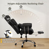 Height adjustable reclining office chair in black with footrest, ergonomic design for comfort, ideal for work and.