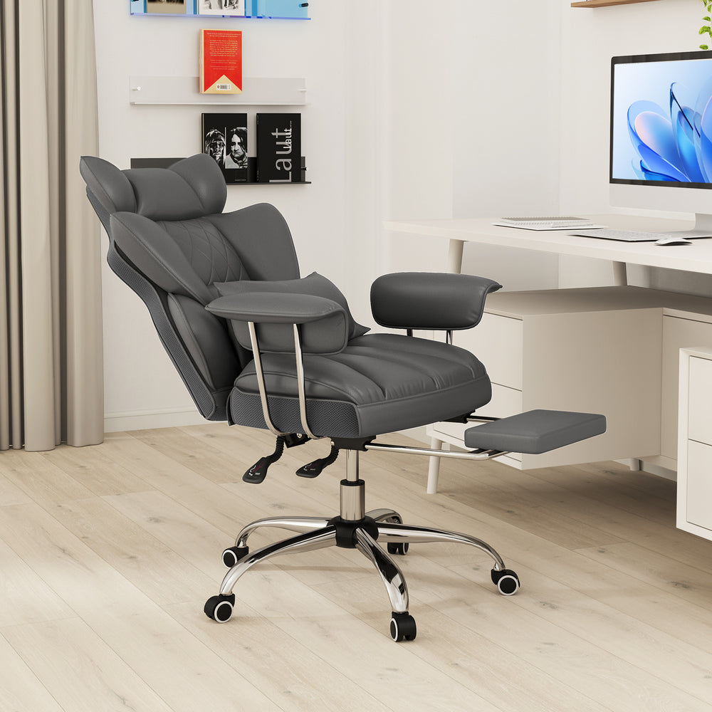 Big and Tall Executive Office Desk Chair with Footrest-Gray - Gallery View 1 of 11