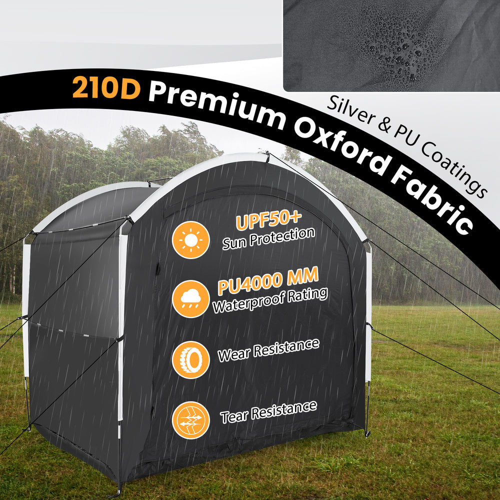Bike storage shed tent made of 210D Oxford fabric, waterproof PU4000MM, for up to 5 bikes, with sun protection.