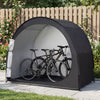 Portable bike storage tent in black, featuring waterproof fabric and enclosed design for protection against weather.