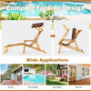 Birch wood chaise lounge chair with adjustable canopy, foldable design for patio, poolside, and garden use.