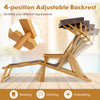 Birch wood chaise lounge chair with adjustable canopy and 4-position backrest, perfect for sunbathing or reading.