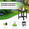 Black 18-inch round Adirondack side table showcasing its slatted top, ideal for outdoor settings and easy to clean.
