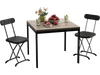 Black folding chairs with ergonomic backrest, featuring a sturdy metal frame, ideal for indoor and outdoor use.