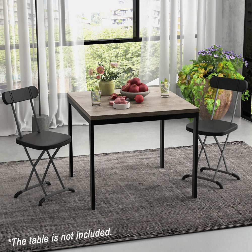 2 Pieces Outdoor Folding Chair Set with Sturdy Frame and Ergonomic Backrest-Black - Gallery View 1 of 7