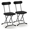 Black outdoor folding chair set featuring a sturdy metal frame and ergonomic backrest, ideal for patio or garden use.
