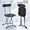 Black folding chair set featuring a sturdy metal frame and ergonomic backrest, ideal for outdoor and indoor use.