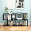 Geometric 3-tier bookshelf in black with ample storage, suitable for study or office use, featuring a sleek design.