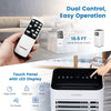 Portable 8000 BTU air conditioner with remote control, LED touch panel, and sleep mode for efficient cooling.