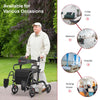 Folding rollator walker with 8-inch wheels, adjustable height, and seat for seniors, ideal for mobility and.
