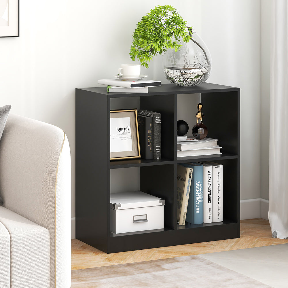 4-Cube Kids Bookcase with Open Shelves-Black - Gallery View 1 of 14