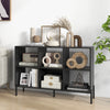 Open-back bookshelf in black with 7-tier shelves and a drawer, perfect for study or office organization.