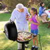 Portable electric BBQ grill in black with non-stick rack, perfect for outdoor cooking and gatherings.