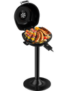 Portable electric BBQ grill with removable non-stick rack, 1600W, ideal for outdoor cooking and easy cleaning.