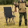 Foldable Swivel Patio Chair with Armrest and Mesh Back-Black - Gallery View 1 of 10